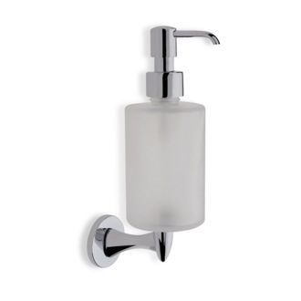 Soap Dispenser Soap Dispenser, Wall Mounted, Round, Frosted Glass with Chrome Mounting StilHaus H30-08